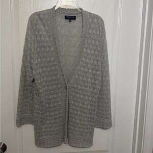 Jones New York Textured Silver Gray Cardigan, Lg-XL